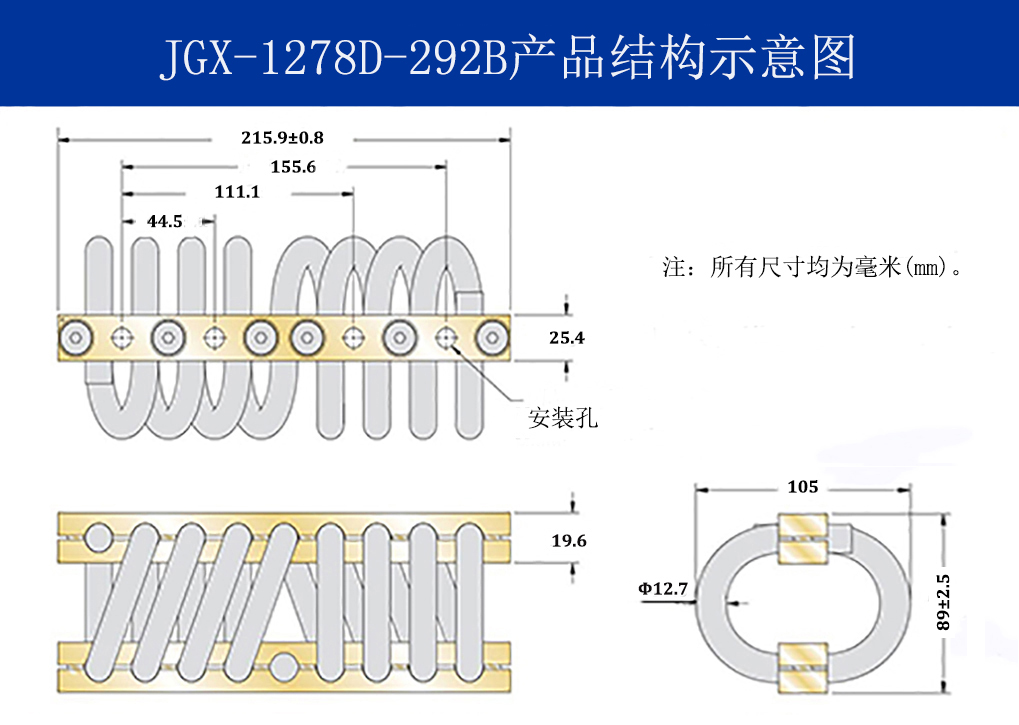 JGX-1278D-292B多應用鋼絲繩隔振器結(jié)構(gòu)